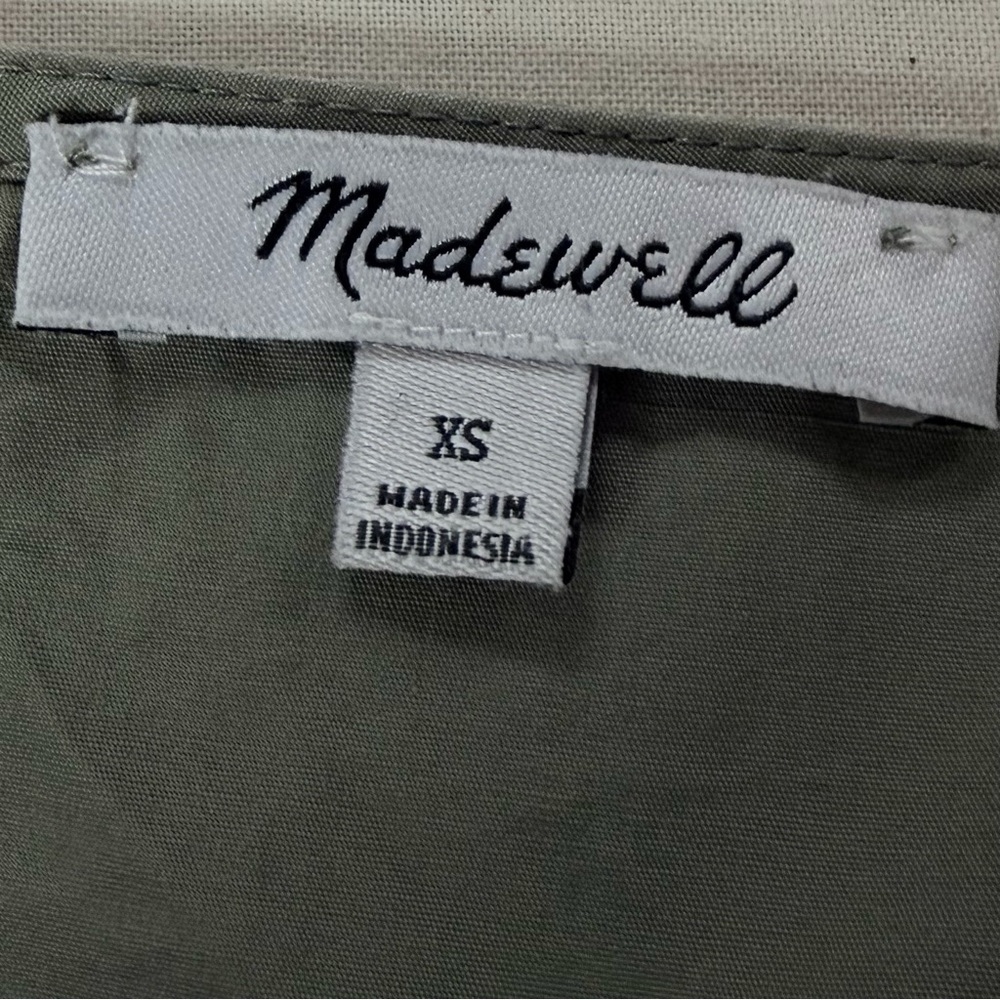 Madewell Olive Green Tiered Cotton Button-Front Babydoll Mini Dress XS - Picture 6 of 7